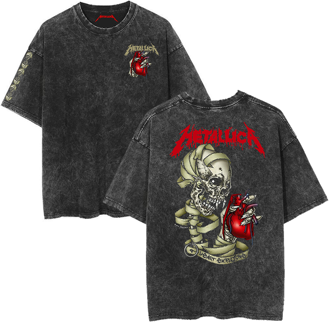Metallica Anatomical Skull and Heart Vintage-Wash Graphic T-Shirt Hover Image