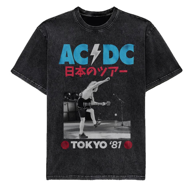 AC/DC "Tokyo '81 Japan Tour" Vintage-Wash Graphic Tee in Black Hover Image