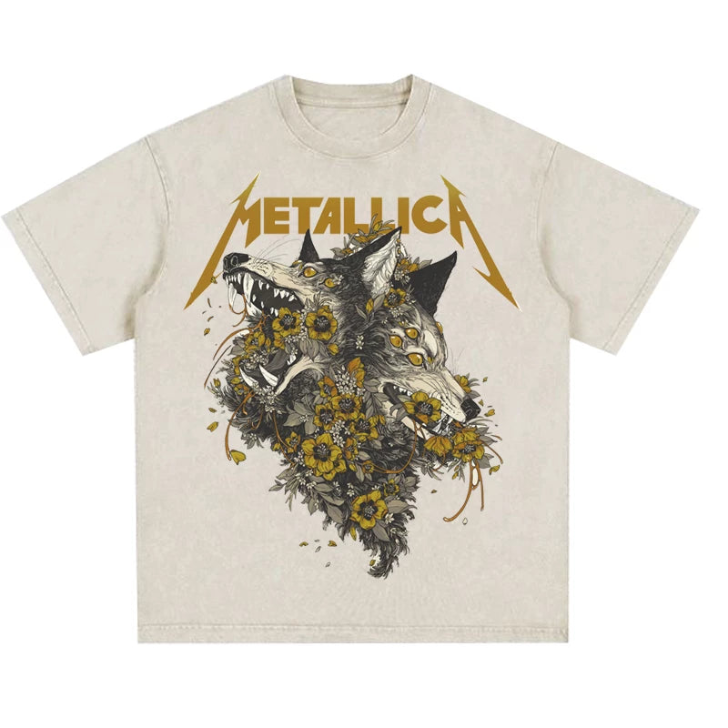 Metallica Floral Wolf Graphic T-Shirt