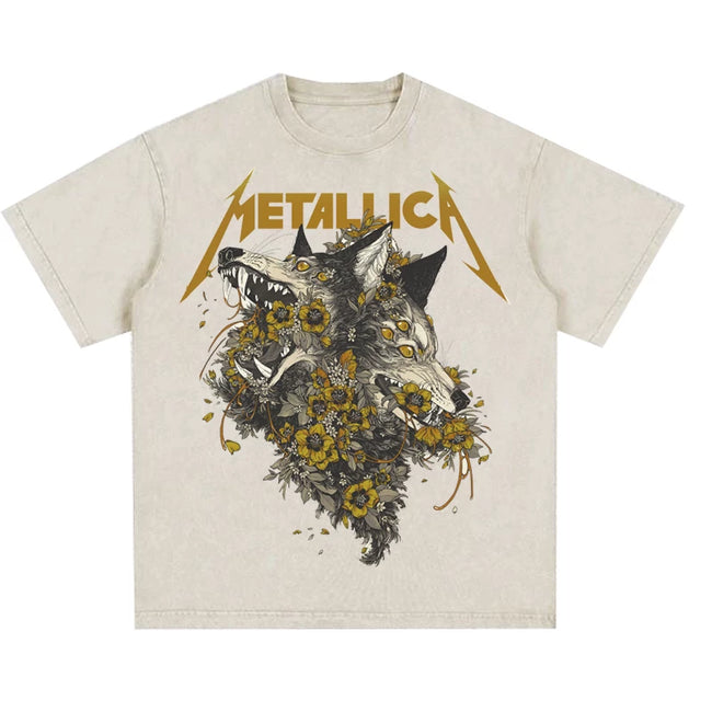 Metallica Floral Wolf Graphic T-Shirt Hover Image