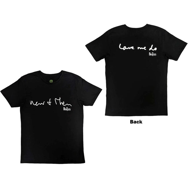 The Beatles "Now and Then / Love Me Do" Script Graphic Tee in Black Hover Image