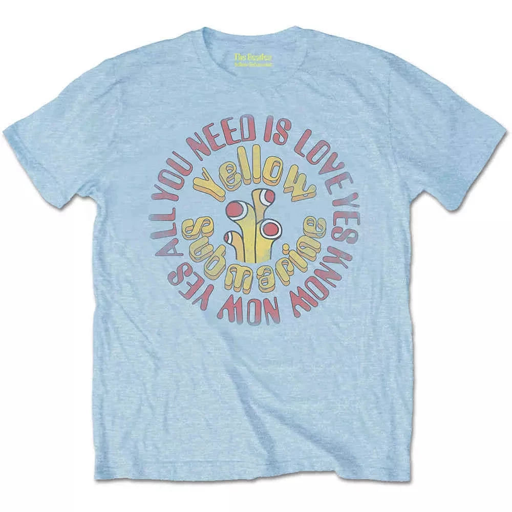 The Beatles "Yellow Submarine" & "All You Need Is Love" Graphic Tee in Light Blue
