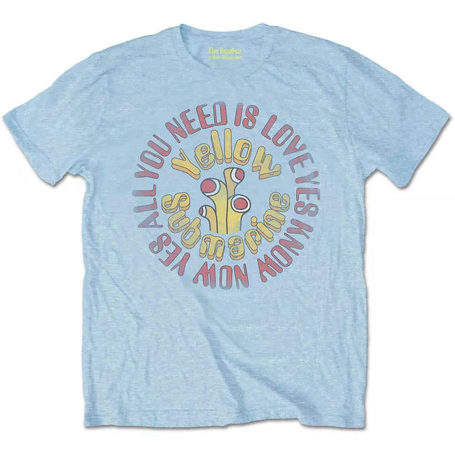 The Beatles "Yellow Submarine" & "All You Need Is Love" Graphic Tee in Light Blue Hover Image