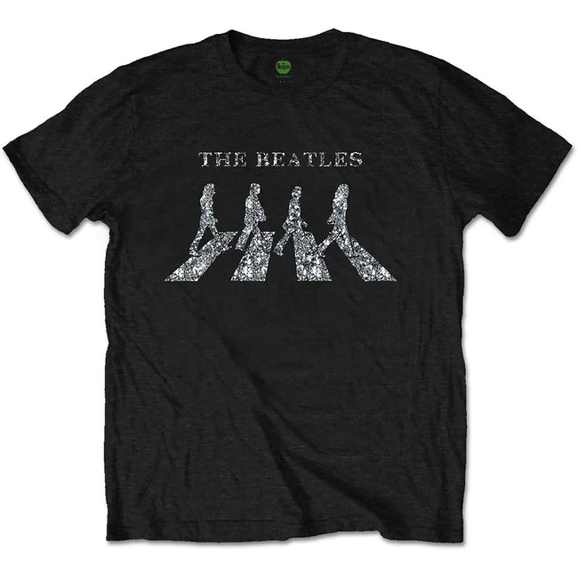 The Beatles "Abbey Road" Glitter Silhouette Graphic Tee in Black Hover Image