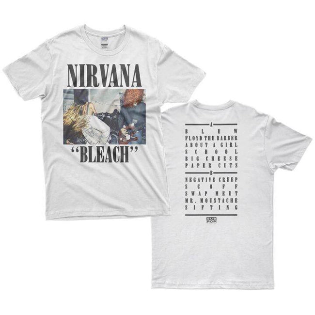 Nirvana "Bleach" Graphic Print T-Shirt with Tracklist Back Hover Image