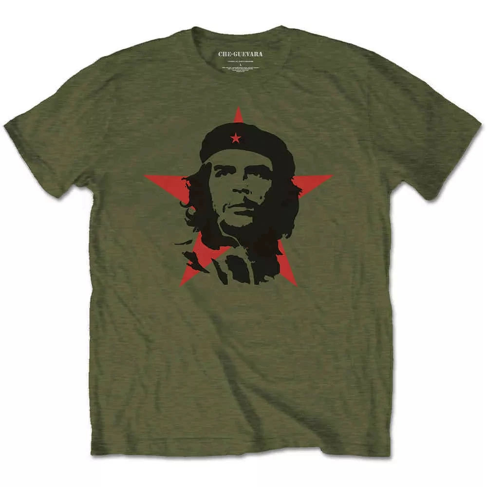 Che Guevara "Red Star Silhouette" Graphic Tee in Olive
