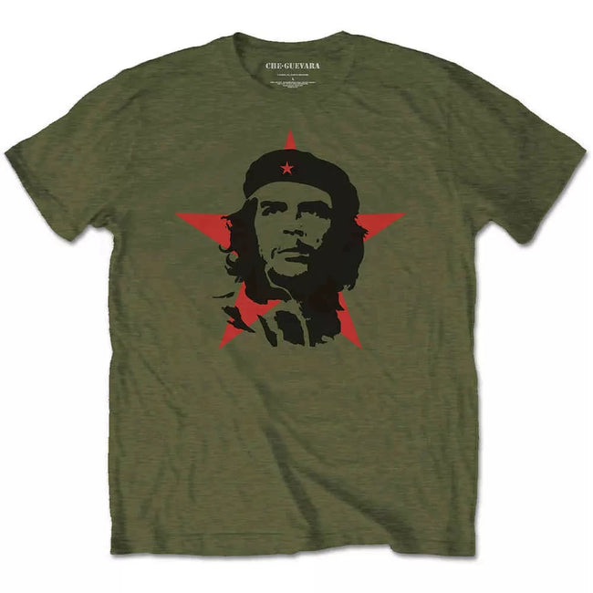 Che Guevara "Red Star Silhouette" Graphic Tee in Olive Hover Image