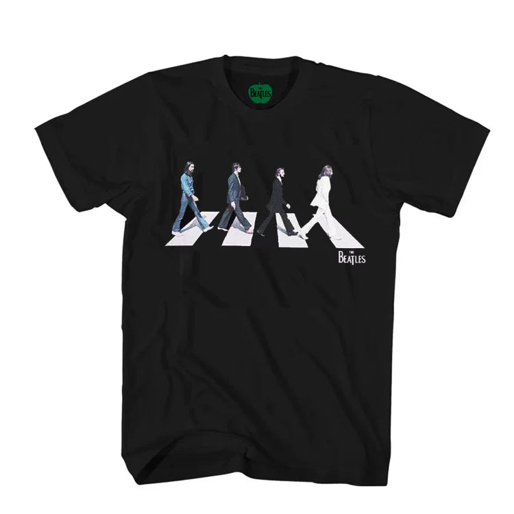 The Beatles "Abbey Road Crossing" Minimalist Graphic Tee in Black