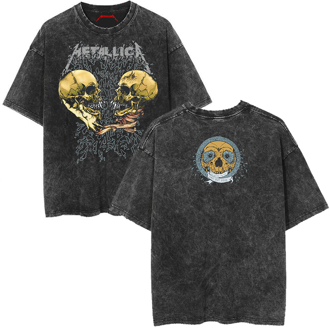 Metallica Skull Graphic Vintage-Wash T-Shirt Hover Image
