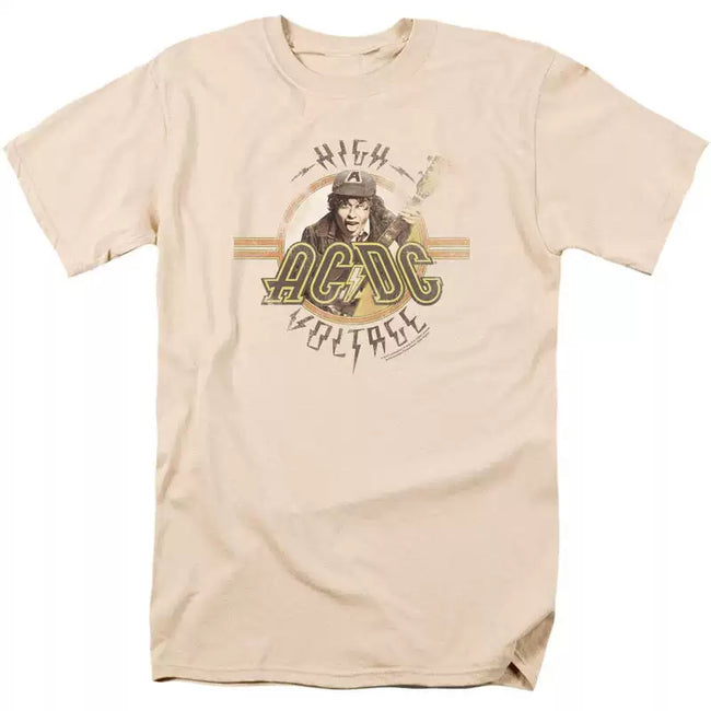 AC/DC "High Voltage" Angus Young Graphic Tee in Beige Hover Image