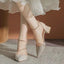 Heel Sandals Pointy Block Rhinestone