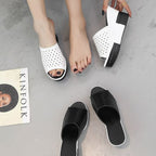 Plain Wedge Sandals Pointelle Slide