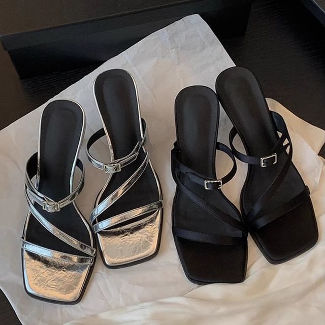 Toe Heel Kitten Square Sandals Hover Image