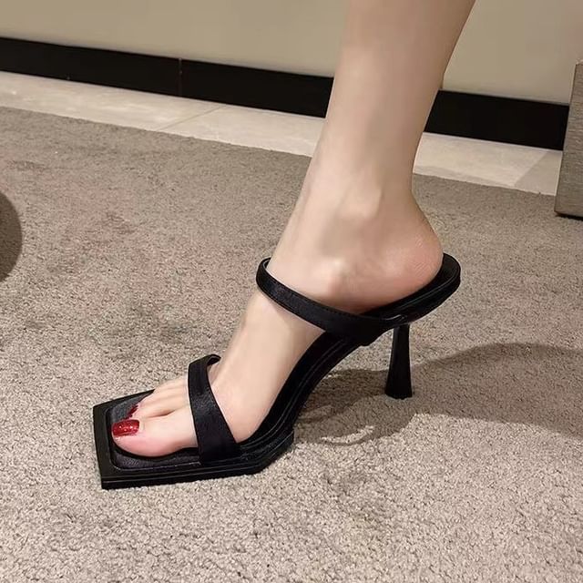 Square Toe High Heel Sandals / Alloy Anklet / Set
