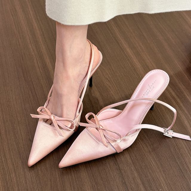 Sandals Pointed Slingback Bow Stiletto