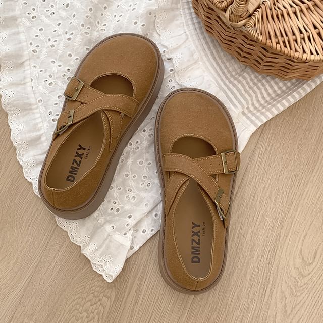 Platform Plain Mary Jane Flats