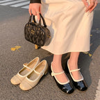 Contrast Trim Block Heel Mary Jane Pumps