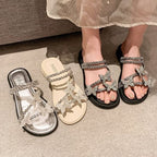 Strappy Slide Butterfly Sandals Rhinestone