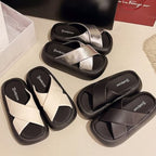 Platform Slide Sandals Criss Cross