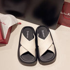 Platform Slide Sandals Criss Cross