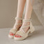 Platform Chunky Heel Shirred Sandals