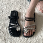 Square-Toe Toe Loop Thong Sandals