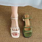 Square-Toe Buckled Sandals