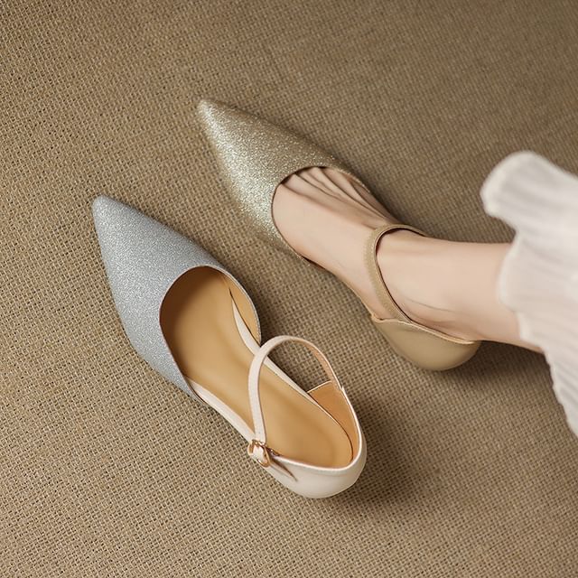 Glitter Low Heel Sandals Hover Image