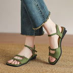 Square-Toe Buckled Sandals