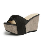 Knot Platform Wedge Heel Slide Sandals