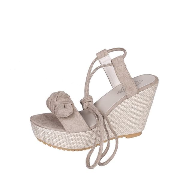 Bow Wedge Tie-Up Platform Sandals