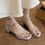 Rhinestone Sandals Block Heel