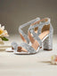 Heel Women's Sandals Block Glitter Gold