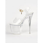 Heel - Sandals Platform Strap Transparent Clear High with Ankle