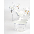 Heel - Sandals Platform Strap Transparent Clear High with Ankle